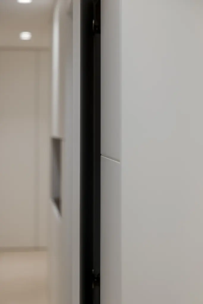 Dettaglio di apertura tra antine su misura in arredo moderno.
